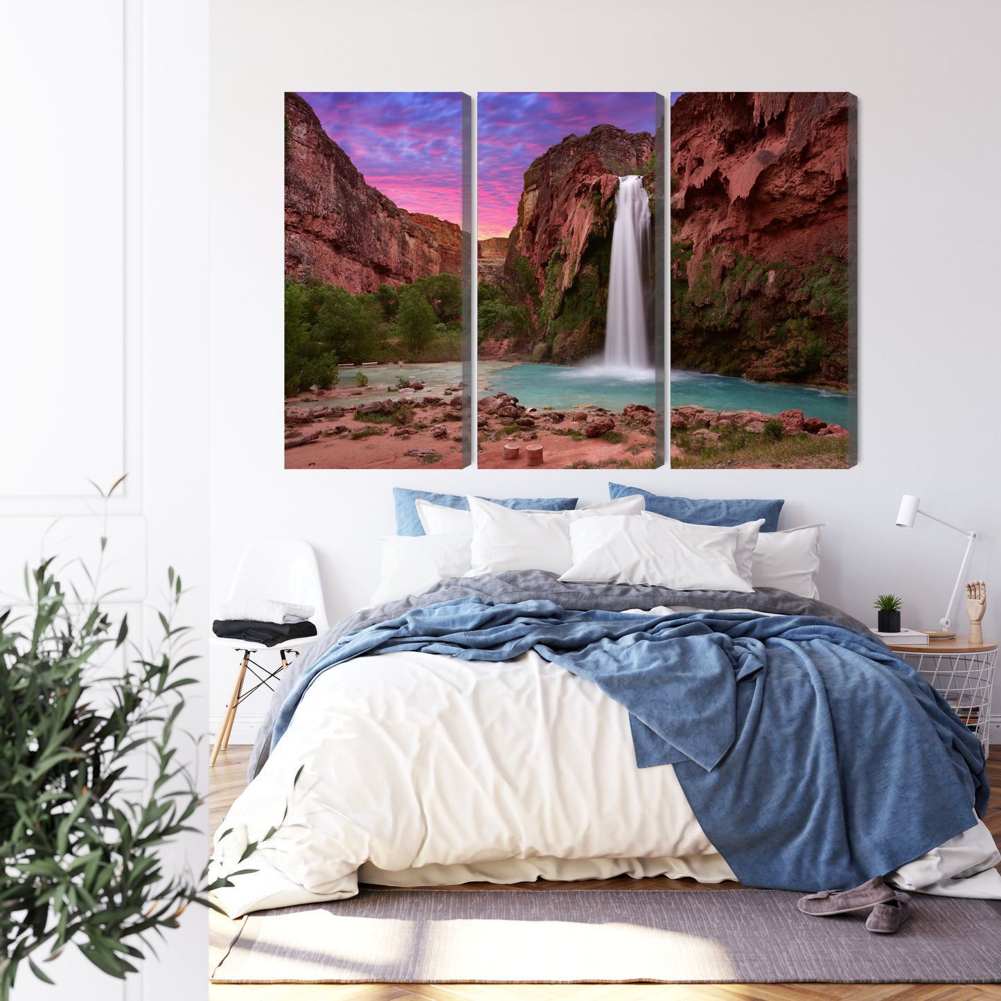 Obraz Wieloczęściowy Wodospady Havasupai – natura i świeżość do wnętrz boho, eko i japandi – widok 2