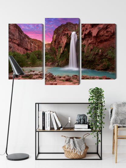 Obraz Wieloczęściowy Wodospady Havasupai – natura i ruch do wnętrz boho i eko – widok 8