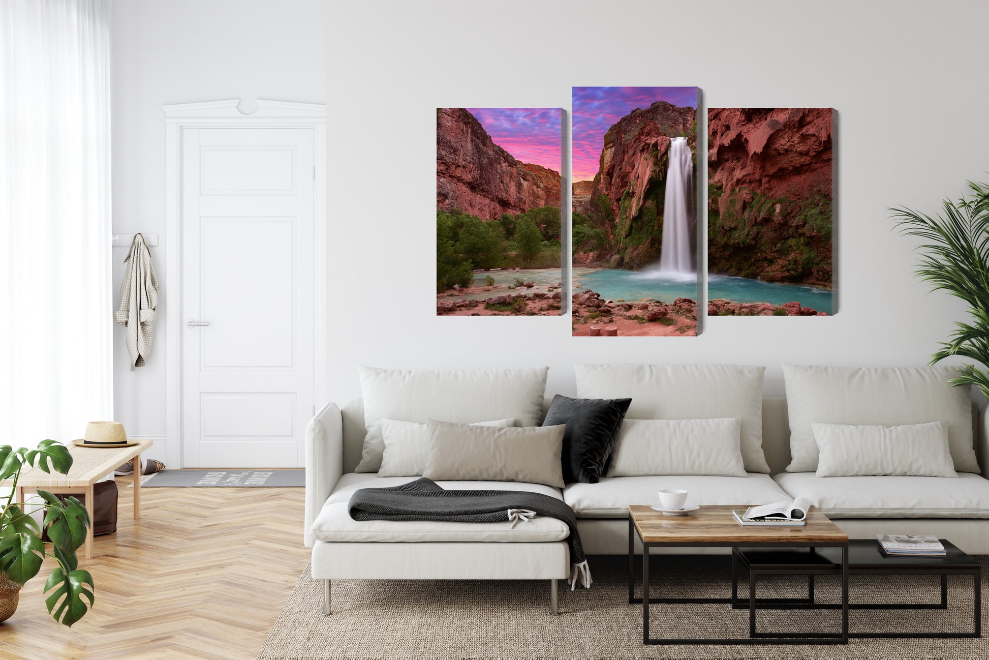 Obraz Wieloczęściowy Wodospady Havasupai – natura i ruch do wnętrz boho i eko – widok 5