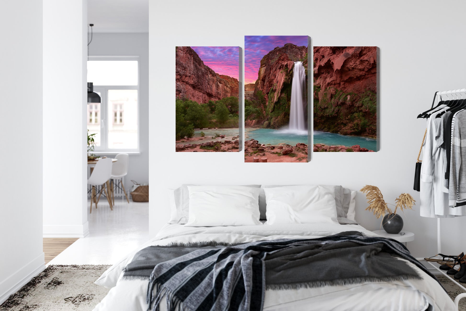 Obraz Wieloczęściowy Wodospady Havasupai – natura i ruch do wnętrz boho i eko – widok 6