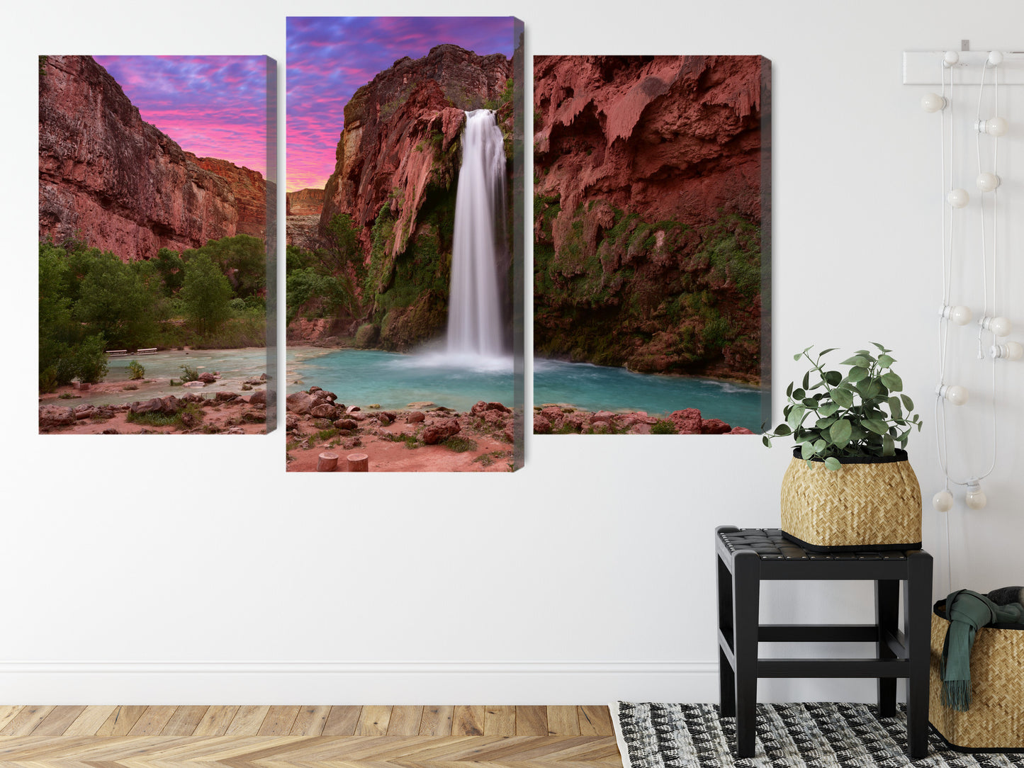 Obraz Wieloczęściowy Wodospady Havasupai – natura i ruch do wnętrz boho i eko – widok 7