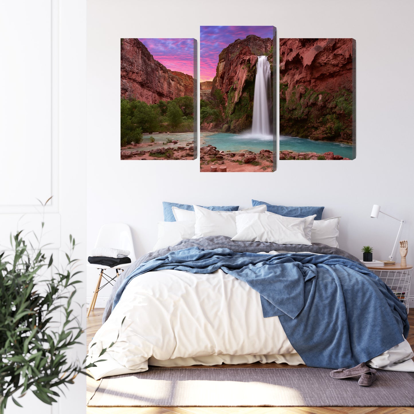 Obraz Wieloczęściowy Wodospady Havasupai – natura i ruch do wnętrz boho i eko – widok 2