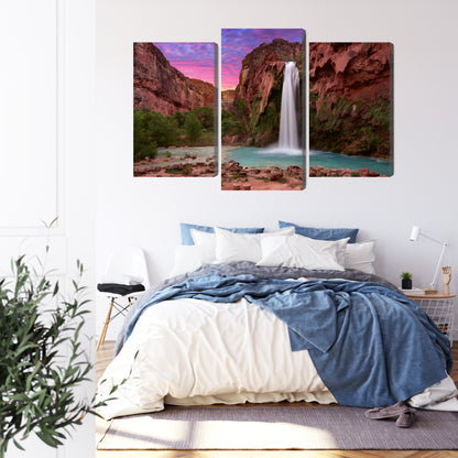 Obraz Wieloczęściowy Wodospady Havasupai – natura i ruch do wnętrz boho i eko – widok 2