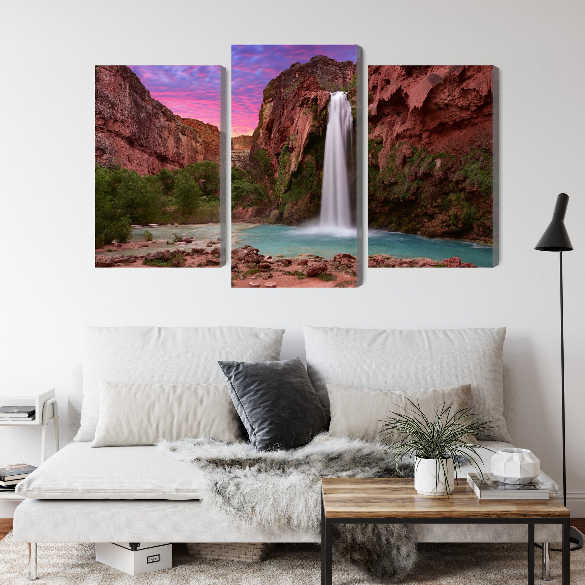 Obraz Wieloczęściowy Wodospady Havasupai – natura i ruch do wnętrz boho i eko – widok 3