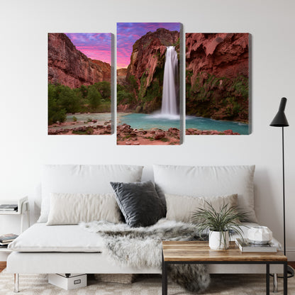 Obraz Wieloczęściowy Wodospady Havasupai – natura i ruch do wnętrz boho i eko – widok 3