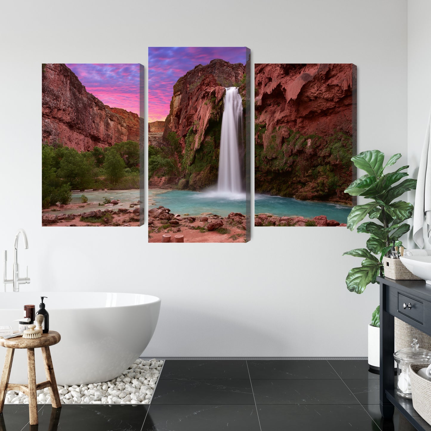 Obraz Wieloczęściowy Wodospady Havasupai – natura i ruch do wnętrz boho i eko – widok 4