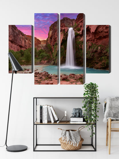 Obraz Wieloczęściowy Wodospady Havasupai – egzotyczna panorama do wnętrz naturalnych, boho i nowoczesnych – widok 8