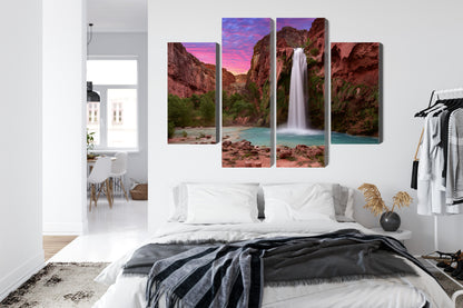 Obraz Wieloczęściowy Wodospady Havasupai – egzotyczna panorama do wnętrz naturalnych, boho i nowoczesnych – widok 6