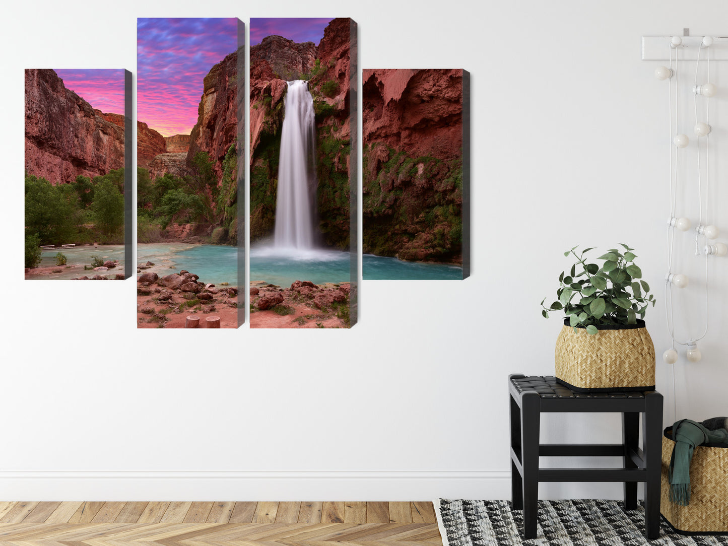 Obraz Wieloczęściowy Wodospady Havasupai – egzotyczna panorama do wnętrz naturalnych, boho i nowoczesnych – widok 7