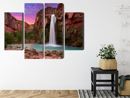 Obraz Wieloczęściowy Wodospady Havasupai – egzotyczna panorama do wnętrz naturalnych, boho i nowoczesnych – widok 7