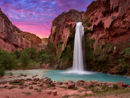 Obraz Wieloczęściowy Wodospady Havasupai – egzotyczna panorama do wnętrz naturalnych, boho i nowoczesnych 200x150