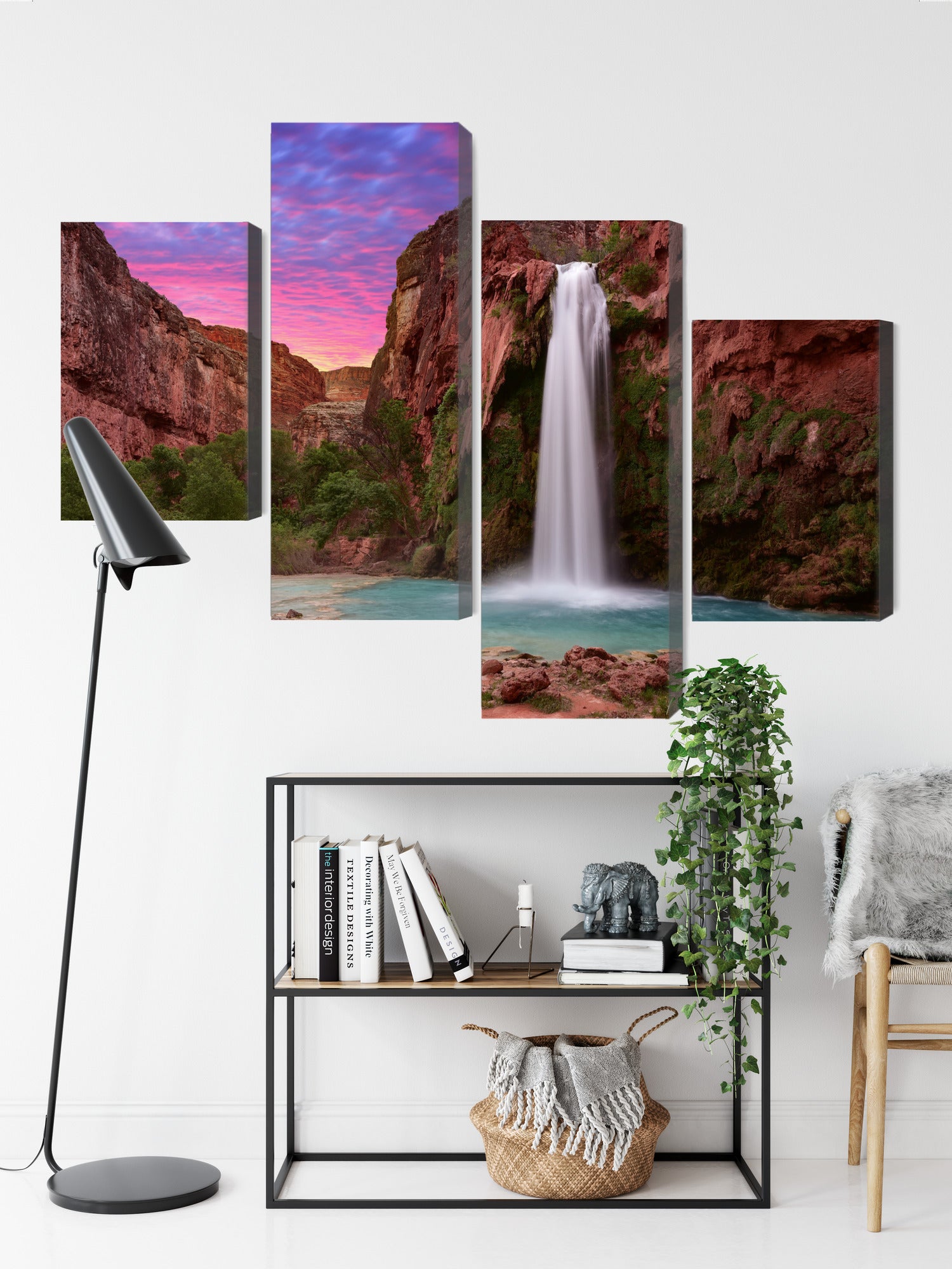 Obraz Wieloczęściowy Wodospady Havasupai – egzotyczna natura do wnętrz boho, naturalnych i nowoczesnych – widok 8