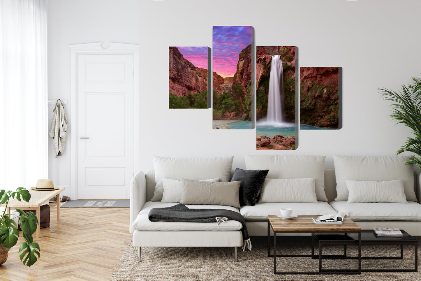 Obraz Wieloczęściowy Wodospady Havasupai – egzotyczna natura do wnętrz boho, naturalnych i nowoczesnych – widok 5