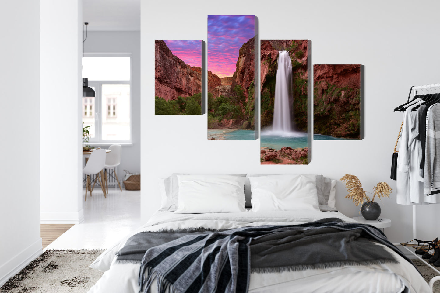 Obraz Wieloczęściowy Wodospady Havasupai – egzotyczna natura do wnętrz boho, naturalnych i nowoczesnych – widok 6