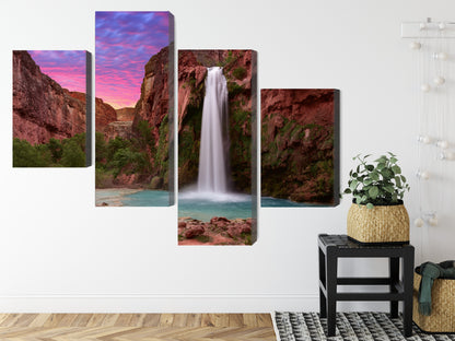 Obraz Wieloczęściowy Wodospady Havasupai – egzotyczna natura do wnętrz boho, naturalnych i nowoczesnych – widok 7