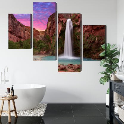 Obraz Wieloczęściowy Wodospady Havasupai – egzotyczna natura do wnętrz boho, naturalnych i nowoczesnych – widok 4