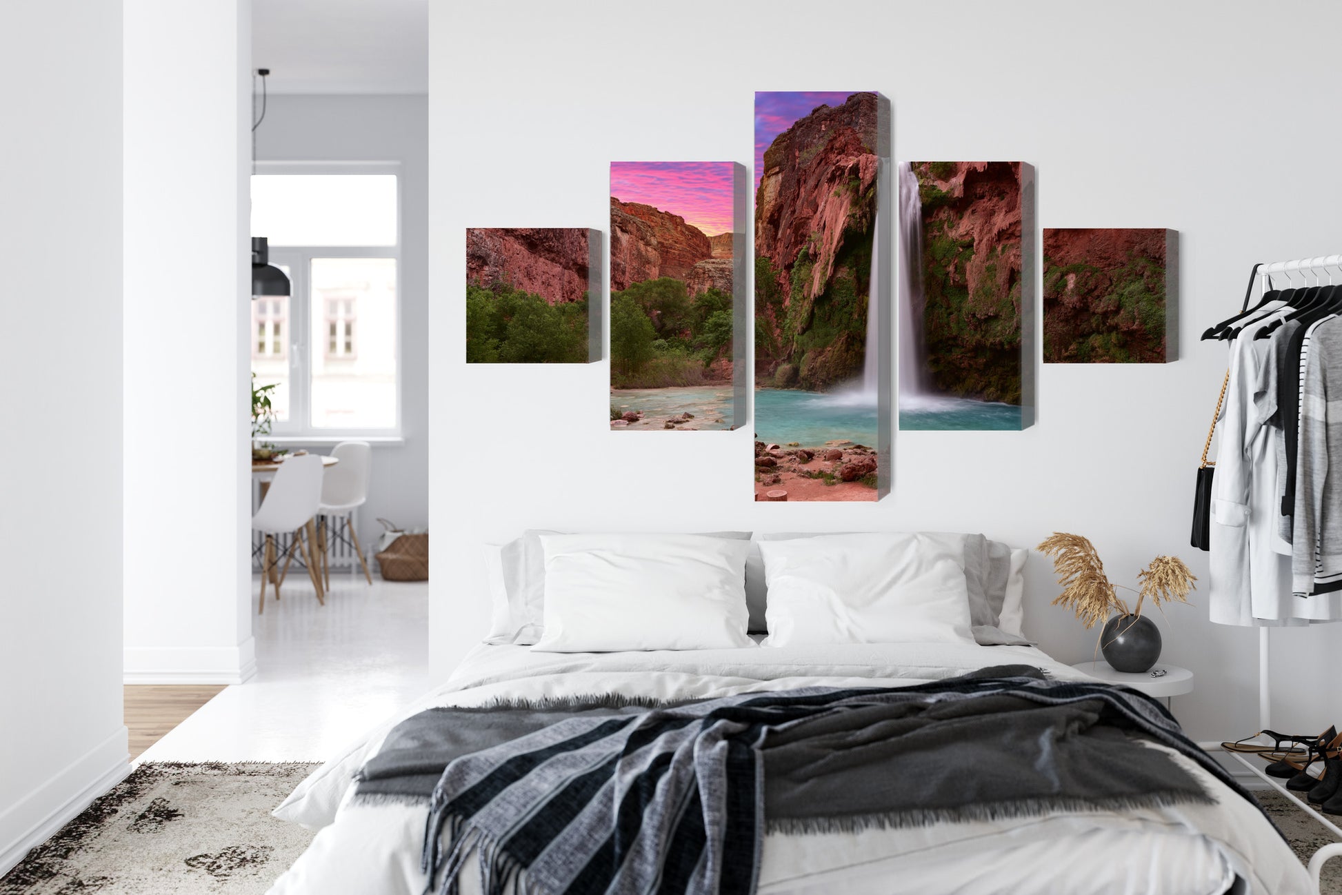 Obraz Wieloczęściowy Wodospady Havasupai – Malownicze Wodospady do wnętrz naturalnych, etnicznych i nowoczesnych – widok 6
