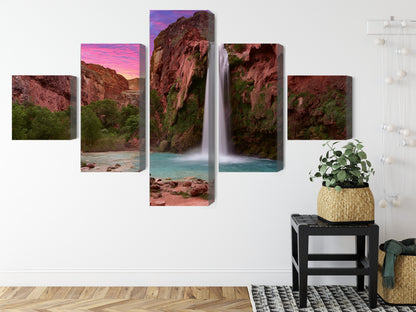 Obraz Wieloczęściowy Wodospady Havasupai – Malownicze Wodospady do wnętrz naturalnych, etnicznych i nowoczesnych – widok 7