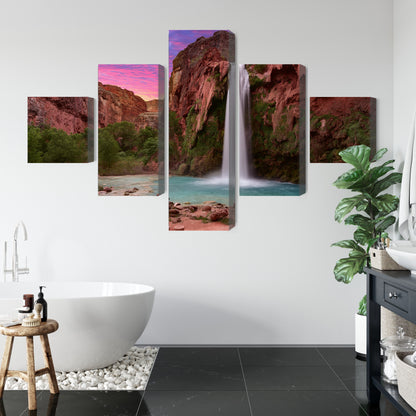 Obraz Wieloczęściowy Wodospady Havasupai – Malownicze Wodospady do wnętrz naturalnych, etnicznych i nowoczesnych – widok 4