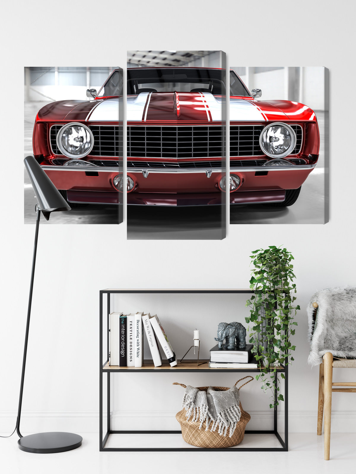 Obraz Wieloczęściowy Czerwony Muscle Car – ikoniczny do wnętrz industrialnych i motoryzacyjnych – widok 8
