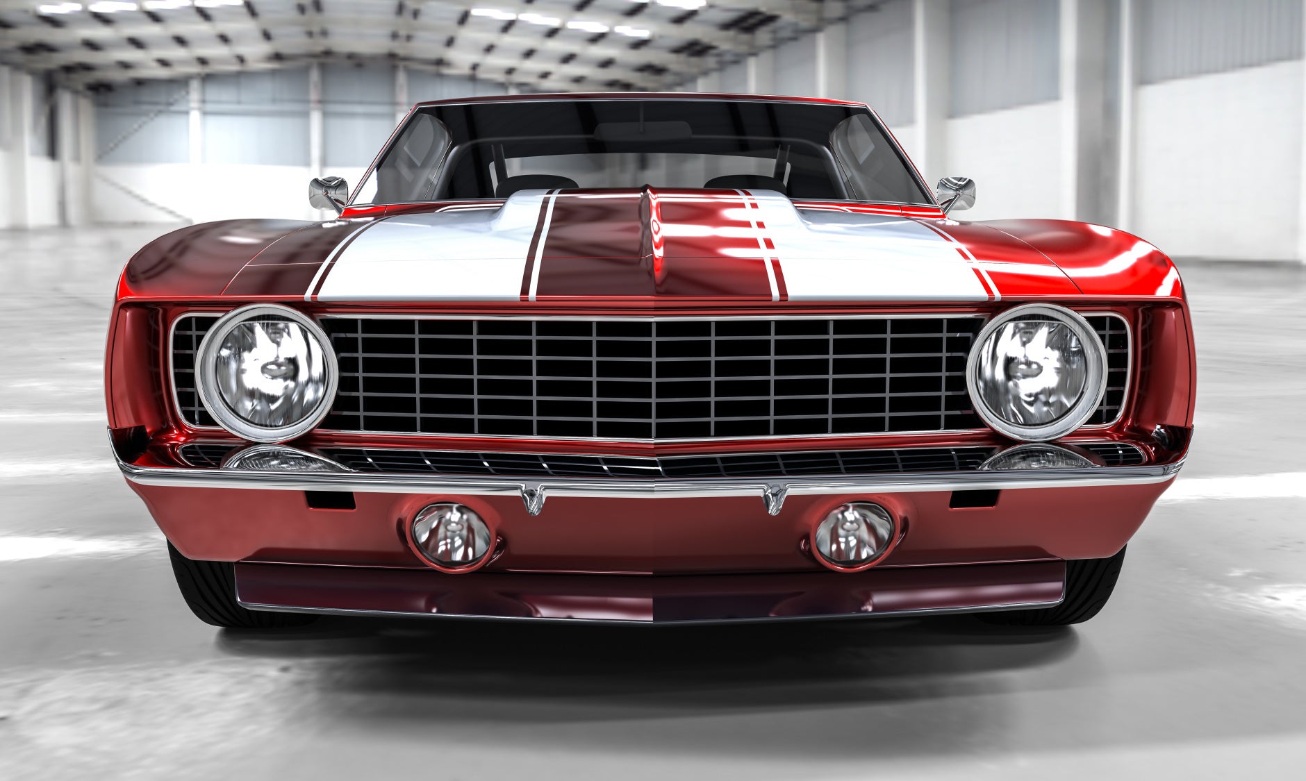 Obraz Wieloczęściowy Czerwony Muscle Car – Industrialny akcent motoryzacyjny do wnętrz loftowych i nowoczesnych 250x150