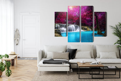 Obraz Wieloczęściowy Wodospad Kanchanaburi – egzotyczna panorama do wnętrz naturalnych, boho i nowoczesnych – widok 5