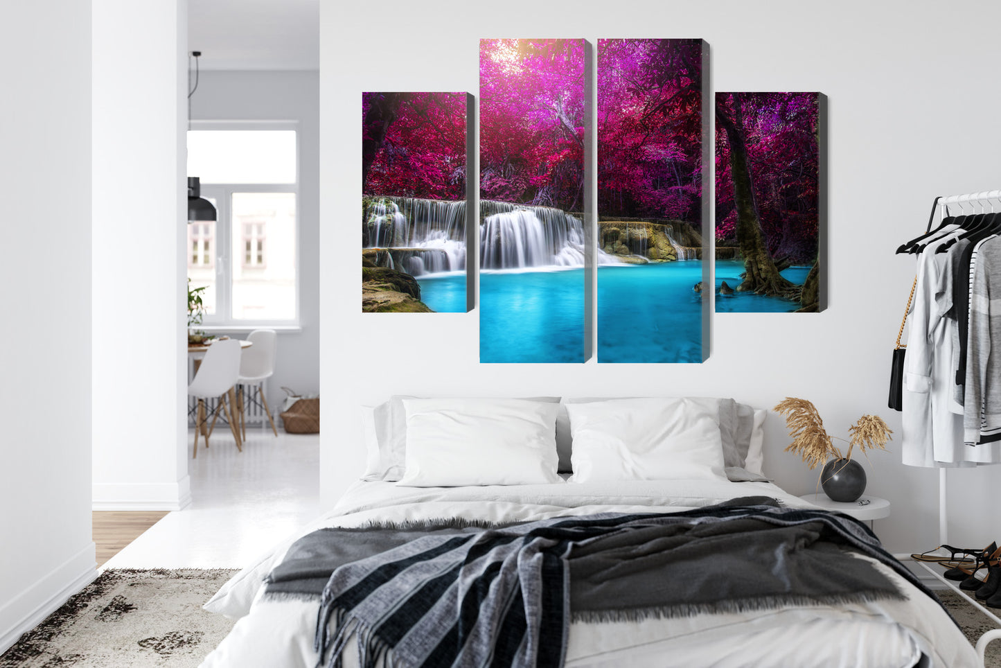 Obraz Wieloczęściowy Wodospad Kanchanaburi – egzotyczna panorama do wnętrz naturalnych, boho i nowoczesnych – widok 6