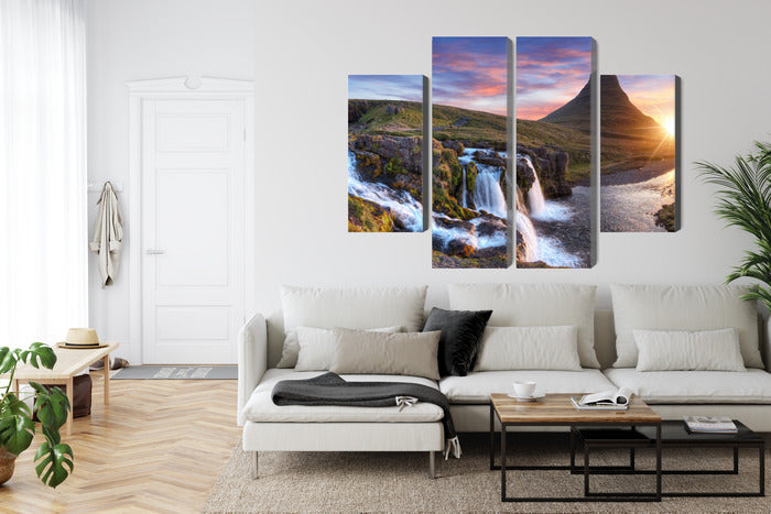 Obraz Wieloczęściowy Góra Kirkjufell – majestatyczny pejzaż do wnętrz skandynawskich i nowoczesnych – widok 5