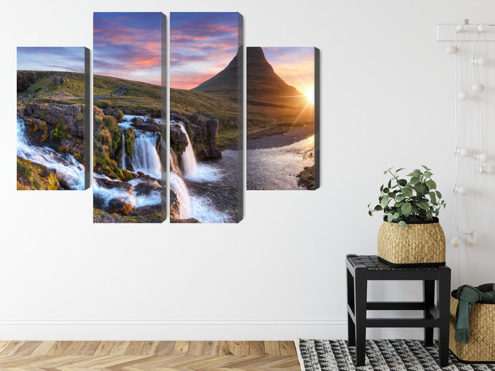 Obraz Wieloczęściowy Góra Kirkjufell – majestatyczny pejzaż do wnętrz skandynawskich i nowoczesnych – widok 7