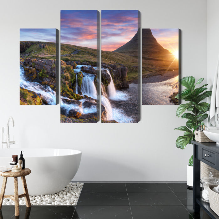 Obraz Wieloczęściowy Góra Kirkjufell – majestatyczny pejzaż do wnętrz skandynawskich i nowoczesnych – widok 4
