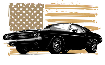 Obraz Wieloczęściowy Amerykański Muscle Car – dynamiczny do wnętrz industrialnych, loftowych i nowoczesnych 240x150