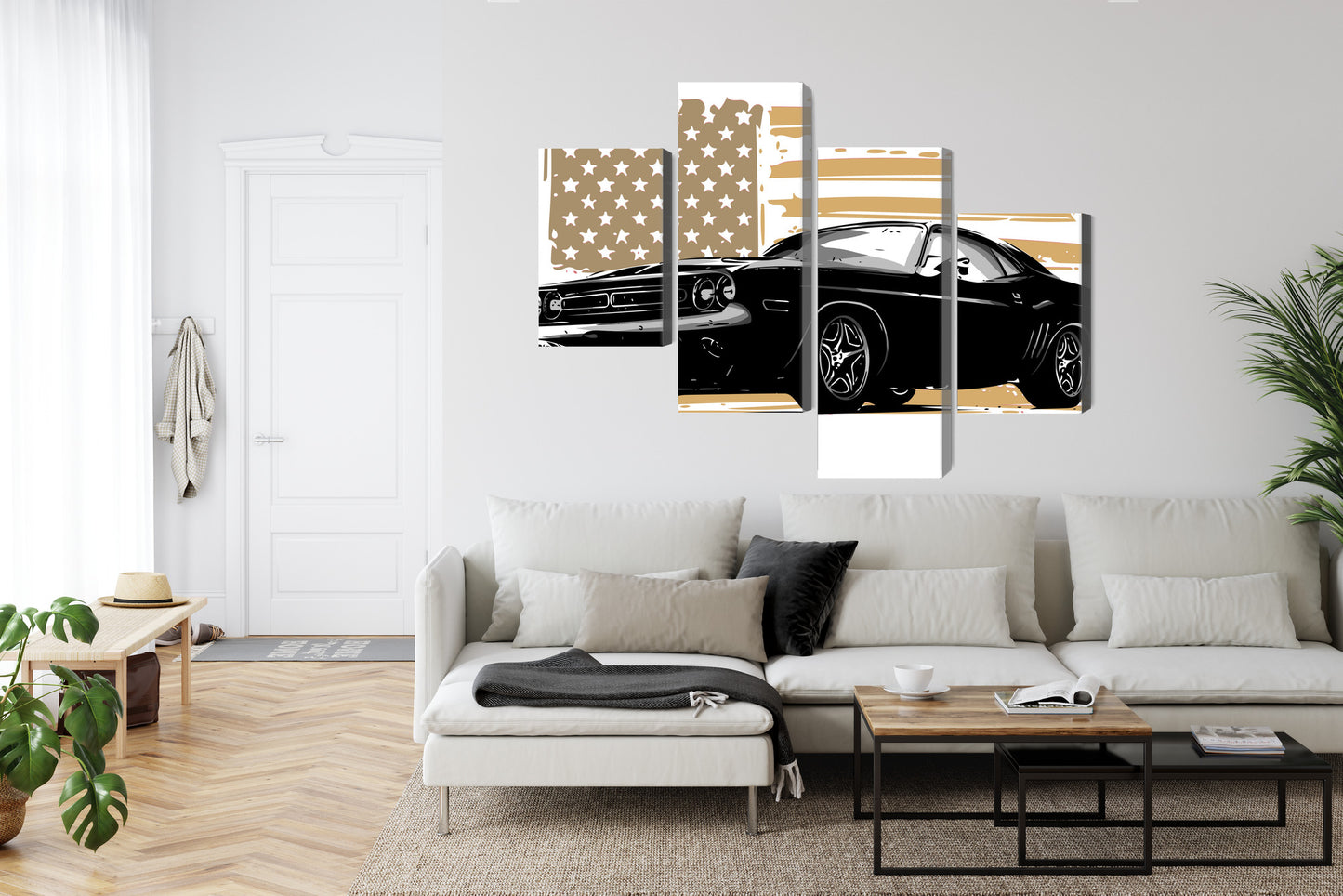 Obraz Wieloczęściowy Amerykański Muscle Car – dynamiczny do wnętrz industrialnych, loftowych i nowoczesnych – widok 5