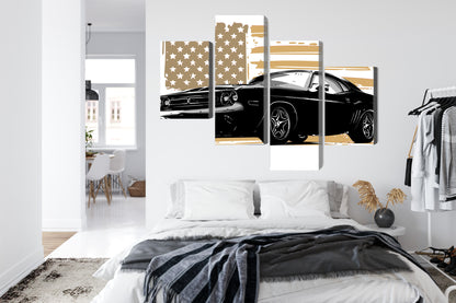 Obraz Wieloczęściowy Amerykański Muscle Car – dynamiczny do wnętrz industrialnych, loftowych i nowoczesnych – widok 6