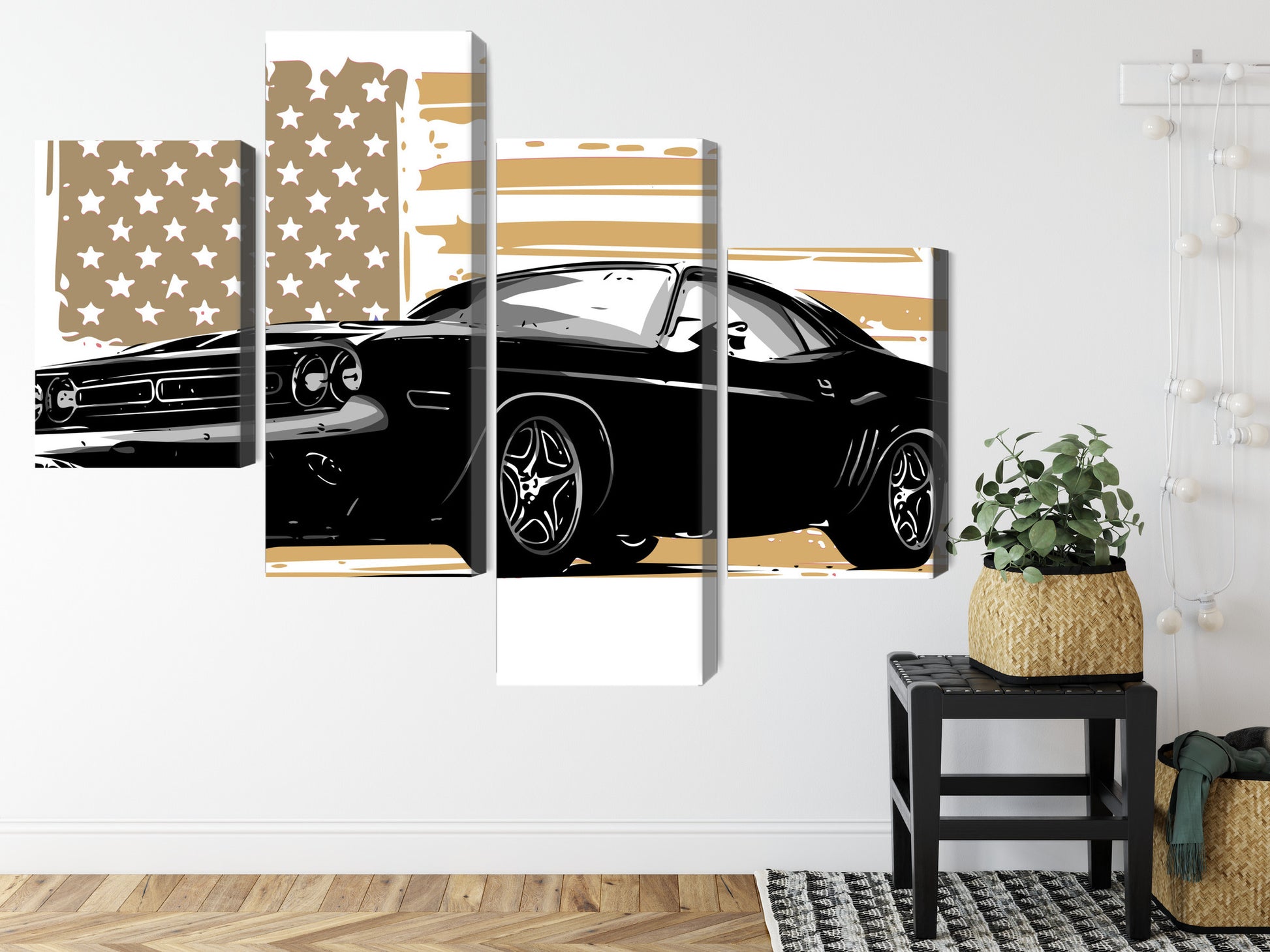 Obraz Wieloczęściowy Amerykański Muscle Car – dynamiczny do wnętrz industrialnych, loftowych i nowoczesnych – widok 7