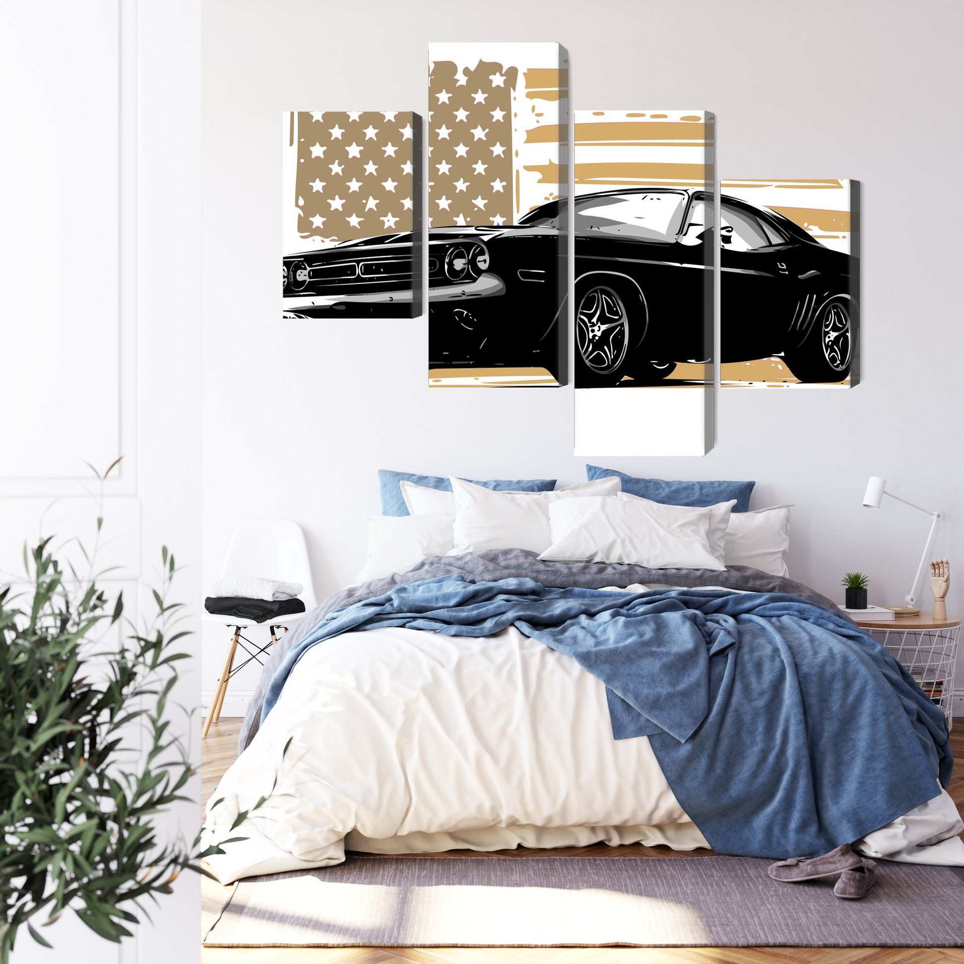 Obraz Wieloczęściowy Amerykański Muscle Car – dynamiczny do wnętrz industrialnych, loftowych i nowoczesnych – widok 2