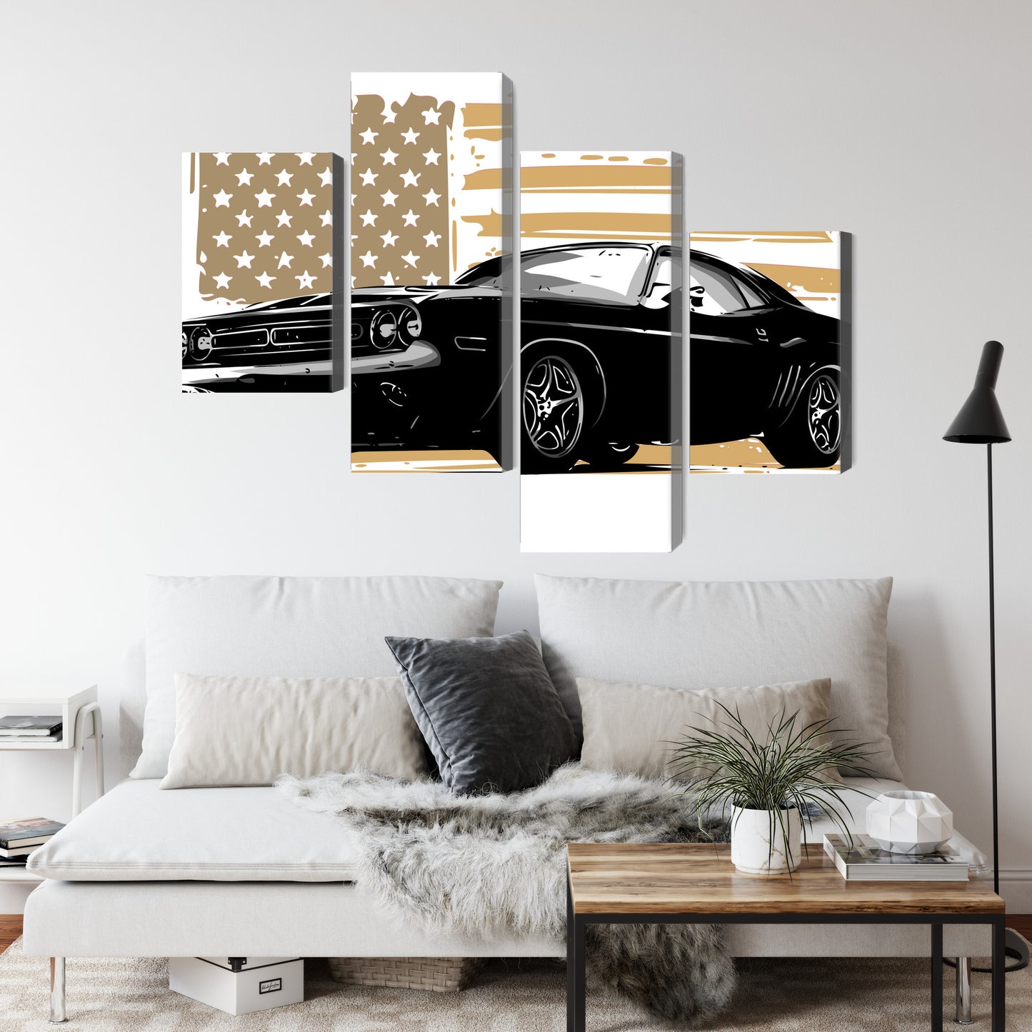 Obraz Wieloczęściowy Amerykański Muscle Car – dynamiczny do wnętrz industrialnych, loftowych i nowoczesnych – widok 3