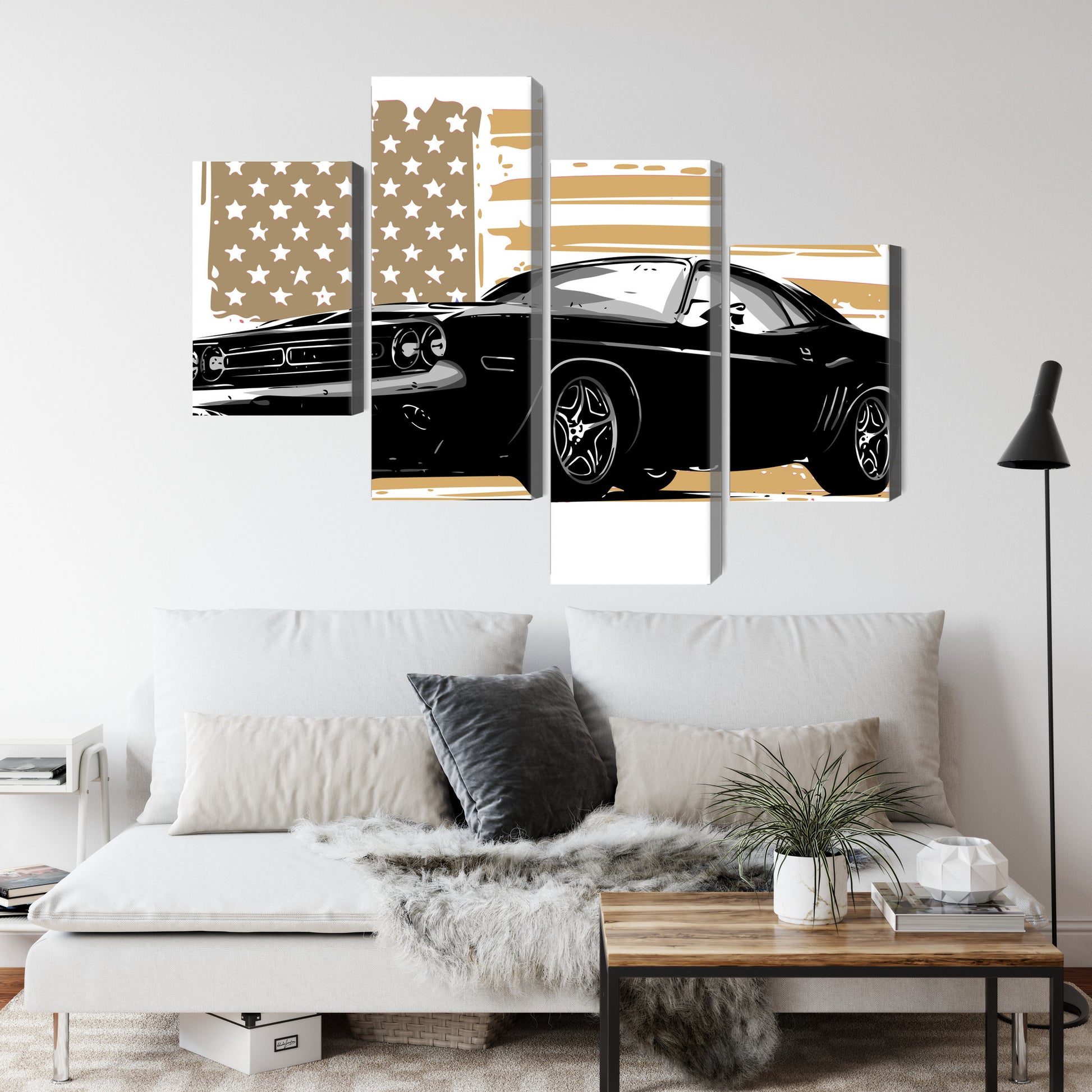 Obraz Wieloczęściowy Amerykański Muscle Car – dynamiczny do wnętrz industrialnych, loftowych i nowoczesnych – widok 3