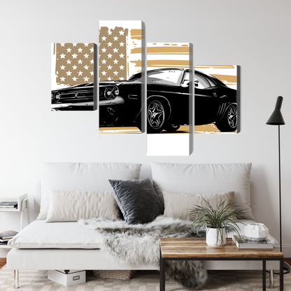 Obraz Wieloczęściowy Amerykański Muscle Car – dynamiczny do wnętrz industrialnych, loftowych i nowoczesnych – widok 3