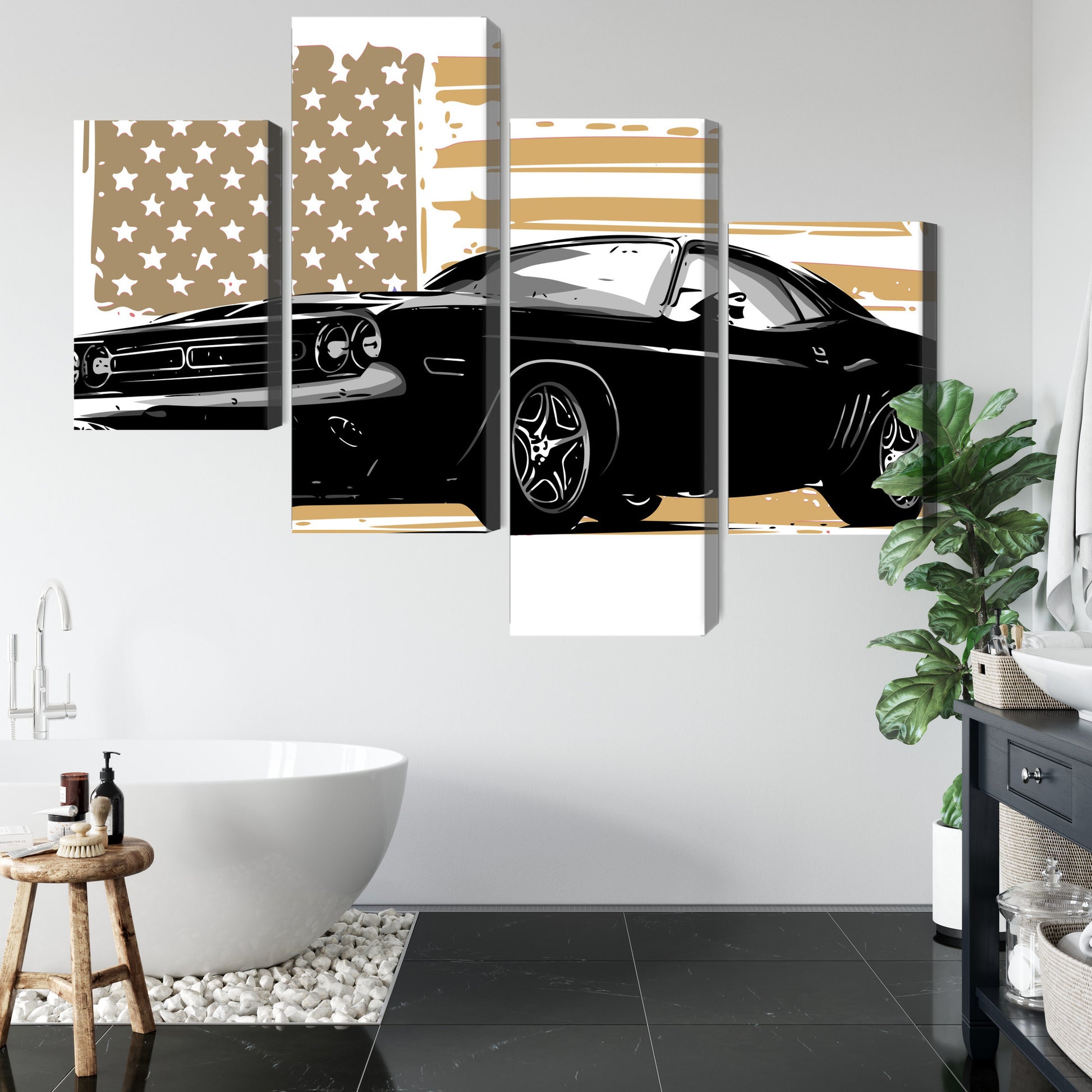 Obraz Wieloczęściowy Amerykański Muscle Car – dynamiczny do wnętrz industrialnych, loftowych i nowoczesnych – widok 4