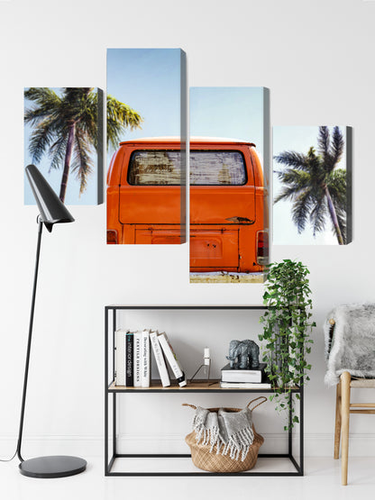 Obraz Wieloczęściowy Retro Samochód – Słoneczna Podróż do wnętrz Boho, Mid-century i Coastal – widok 8
