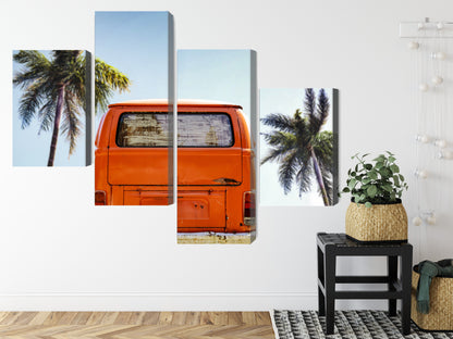 Obraz Wieloczęściowy Retro Samochód – Słoneczna Podróż do wnętrz Boho, Mid-century i Coastal – widok 7