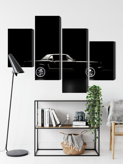 Obraz Wieloczęściowy Czarny Samochód Retro – elegancka klasyka do wnętrz loft i modern classic – widok 8