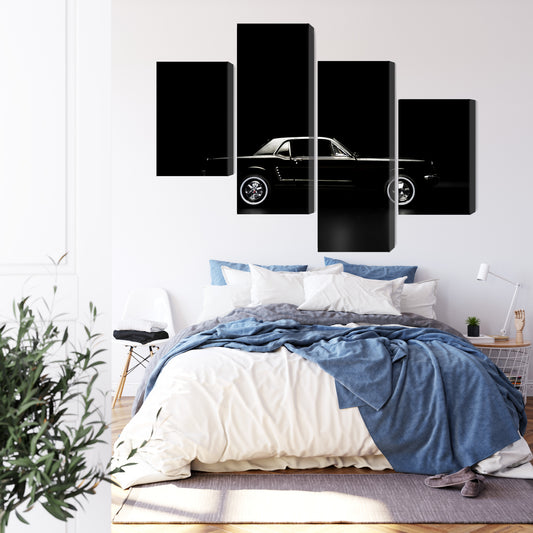Obraz Wieloczęściowy Czarny Samochód Retro – elegancka klasyka do wnętrz loft i modern classic – widok 2