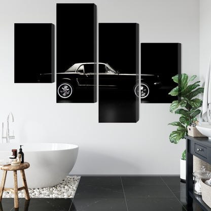 Obraz Wieloczęściowy Czarny Samochód Retro – elegancka klasyka do wnętrz loft i modern classic – widok 4