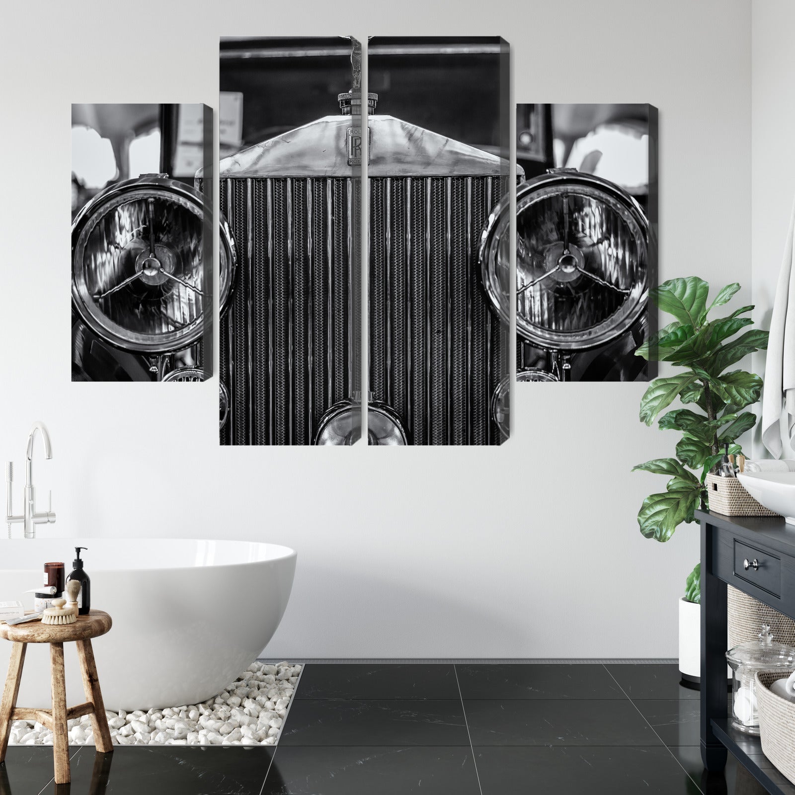 Obraz Wieloczęściowy Rolls Royce Z Bliska – elegancki akcent motoryzacyjny do wnętrz nowoczesnych i industrialnych – widok 4