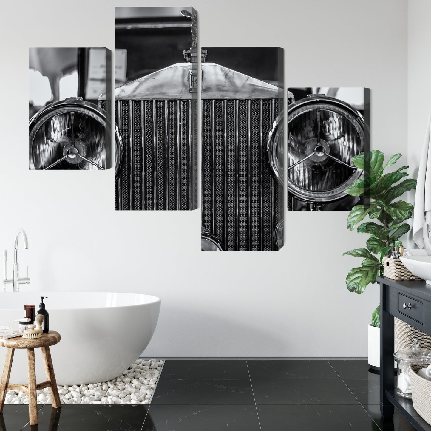 Obraz Wieloczęściowy Rolls Royce Z Bliska – elegancki detal do wnętrz modern classic i loft – widok 4
