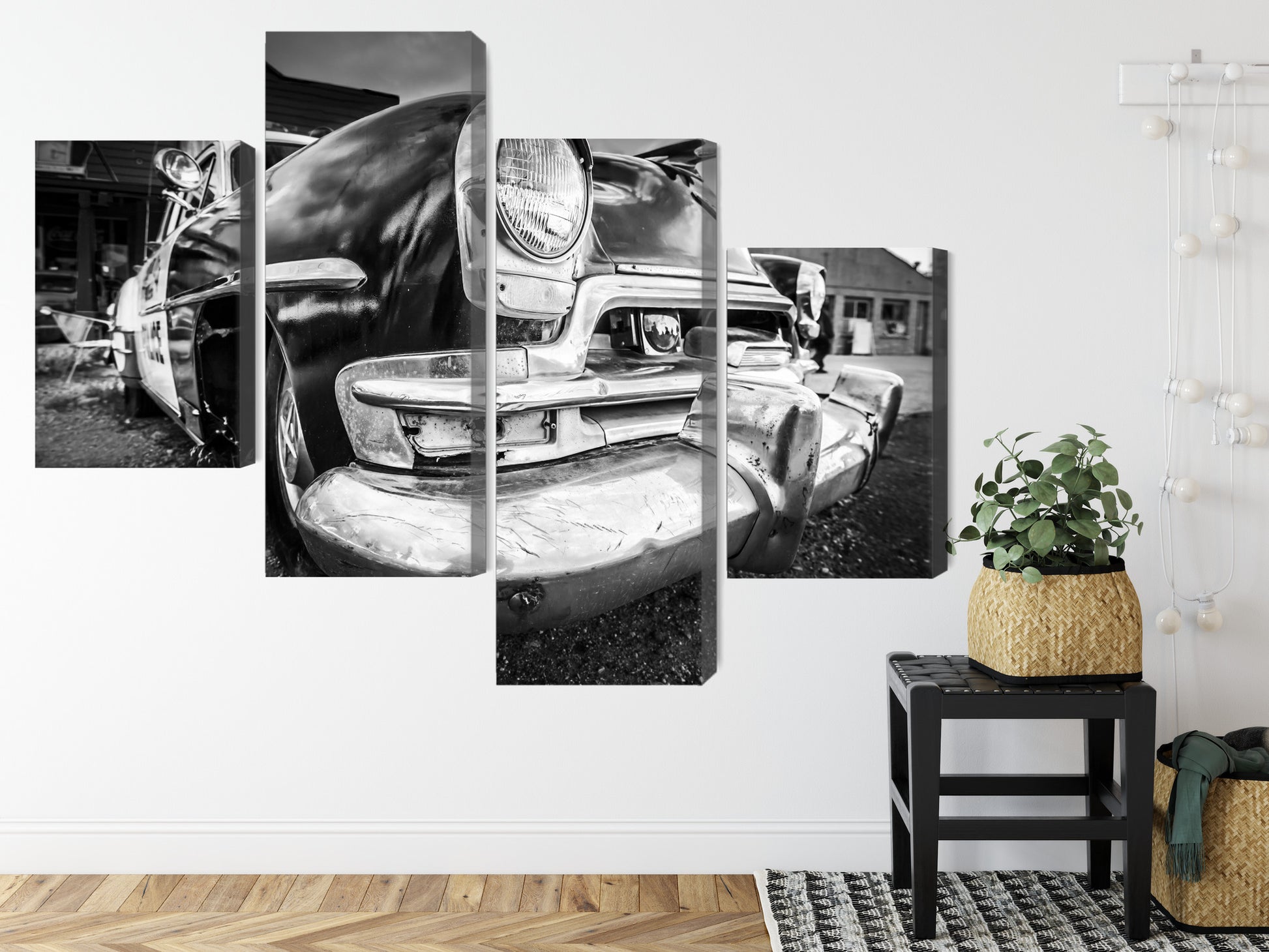 Obraz Wieloczęściowy Retro Auto amerykańskie – kontrastowy akcent do wnętrz industrialnych i minimalistycznych – widok 7