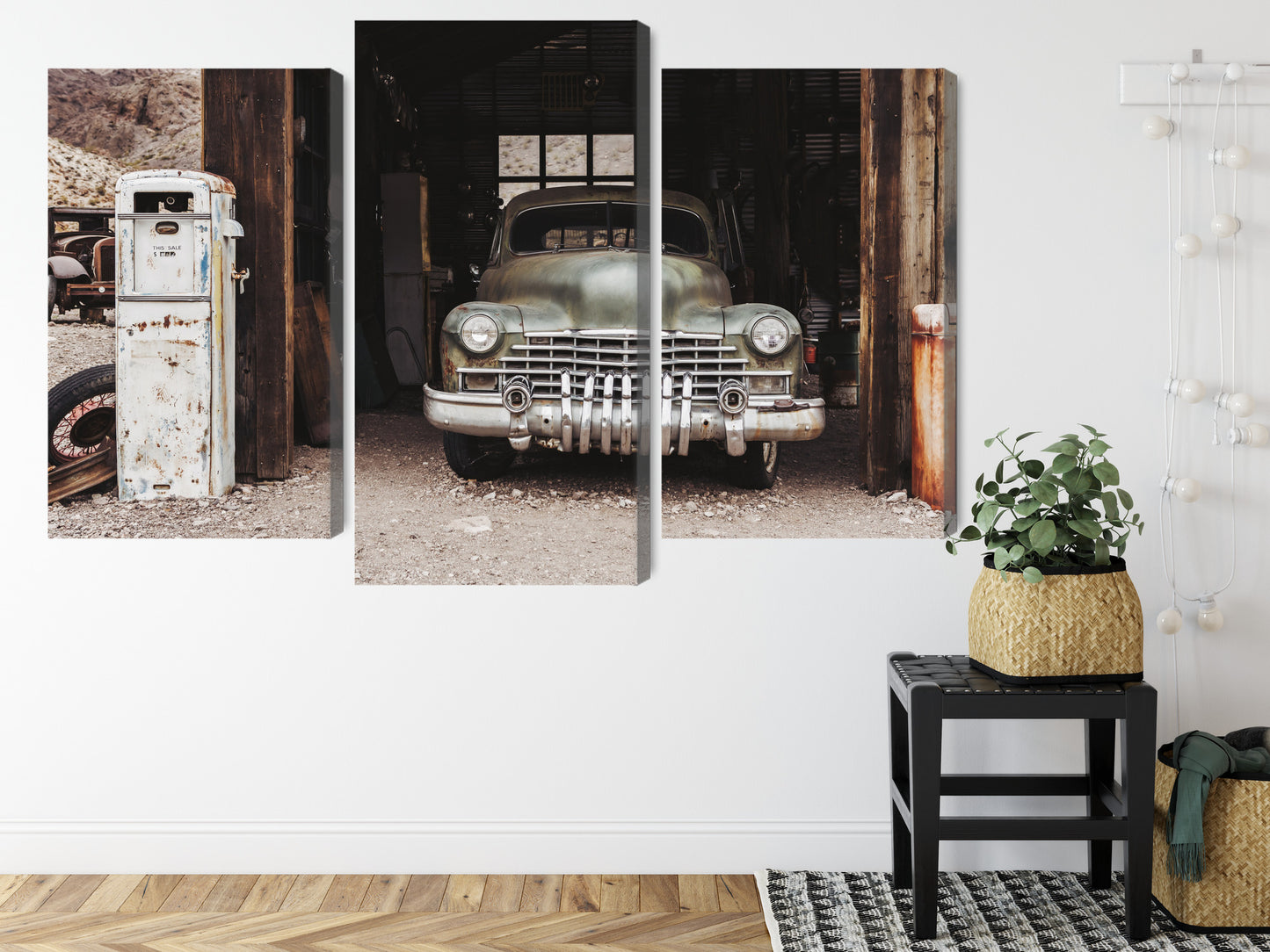 Obraz Wieloczęściowy Auto Vintage – nostalgiczny akcent do wnętrz industrialnych, retro i loftowych – widok 7