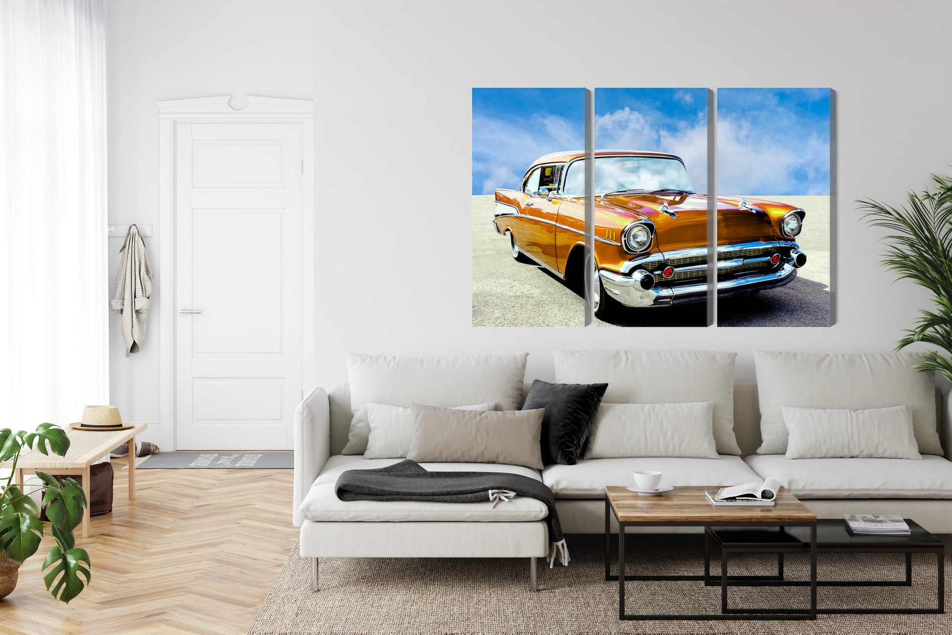 Obraz Wieloczęściowy Amerykański Samochód Zabytkowy – vintage motoryzacja do wnętrz loftowych i retro – widok 5