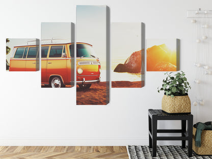 Obraz Wieloczęściowy Retro Samochód na Plaży – styl vintage do wnętrz boho i eklektycznych – widok 7
